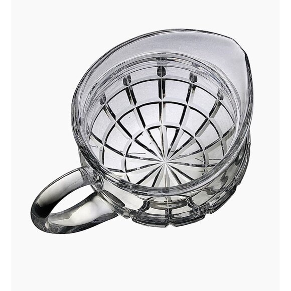 Vintage Molded Clear Glass Pitcher Geometric Pattern Jug Applied Handle - Picture 7 of 11